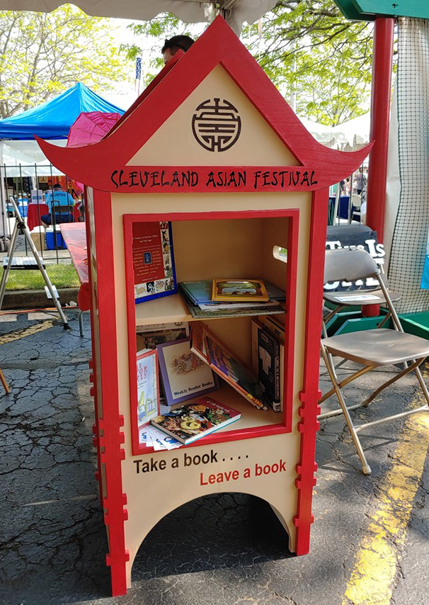 Asian themed free library book bank by Cleveland Asian Festival volunteers